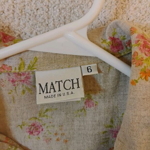 Match Vintage Maxi Dress Linen Blend Little House On The Prairie Cottage Sz 6 - Picture 6 of 8